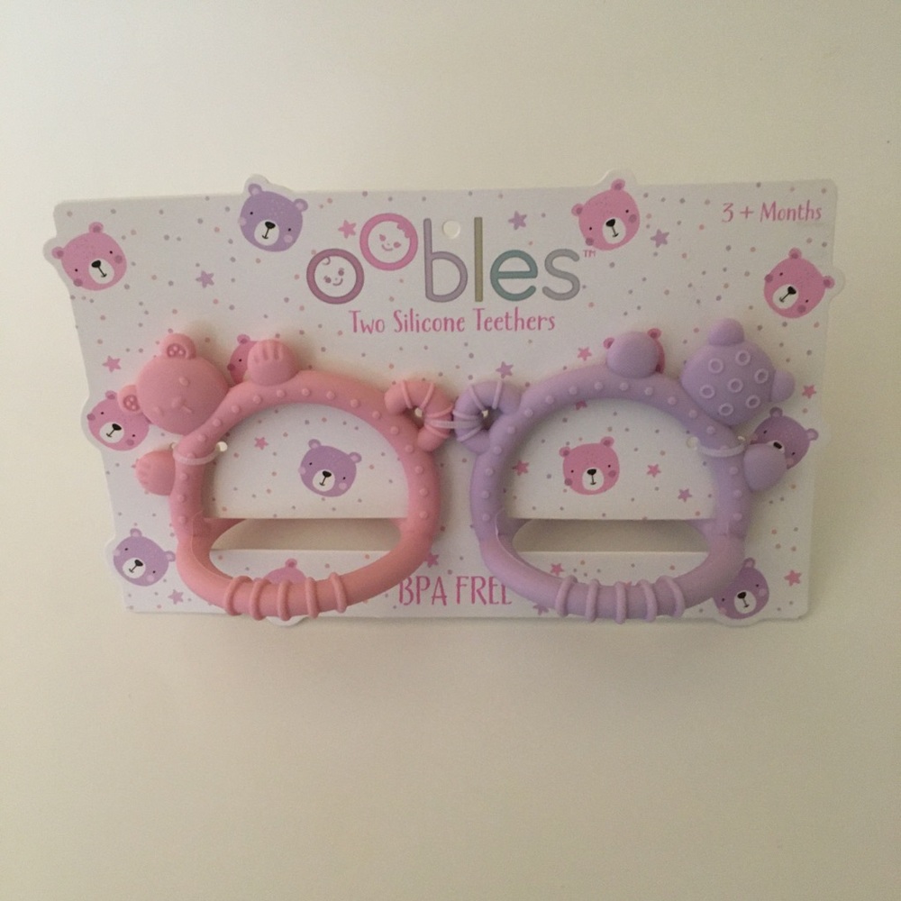 NEW Baby Teether Toys 3M+ Easy Grip Silicone BPA Free Pink Purple | Oobles
